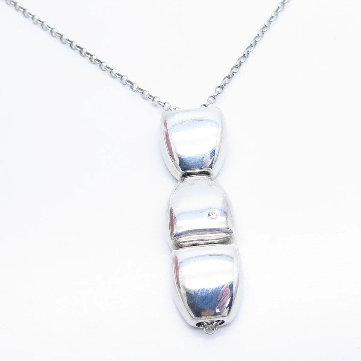 925 Sterling Silver Vintage C Z Rolo Chain Necklace 16"