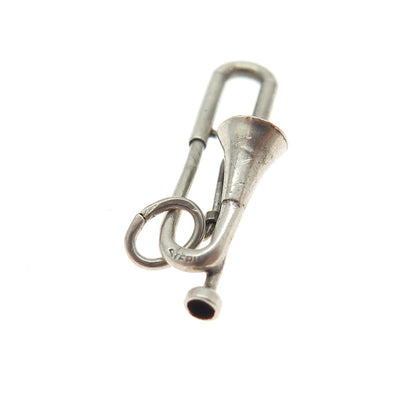 925 Sterling Silver Antique Art Deco Trumpet Minimalist Charm Pendant