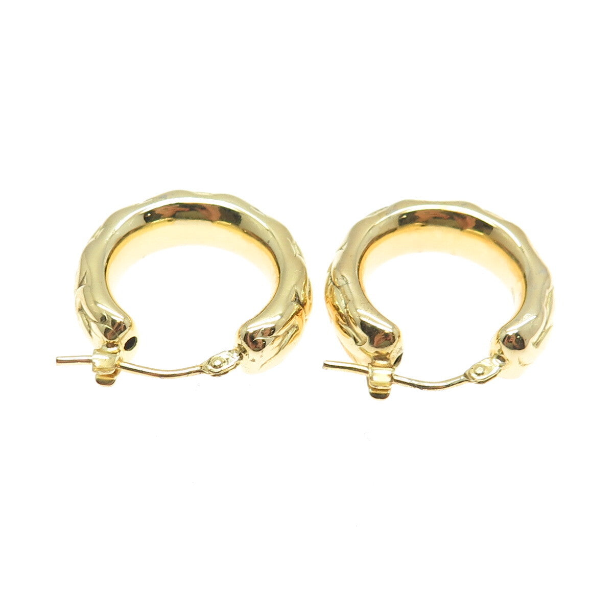 925 Sterling Silver Gold Plated Ornate Hoop Earrings