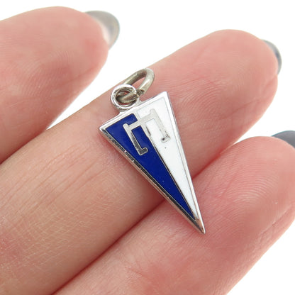 925 Sterling Silver Vintage Enamel "E" High School Charm Pendant