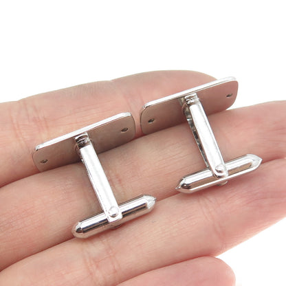925 Sterling Silver 2-Tone Vintage Engravable Bullet Back Cufflinks