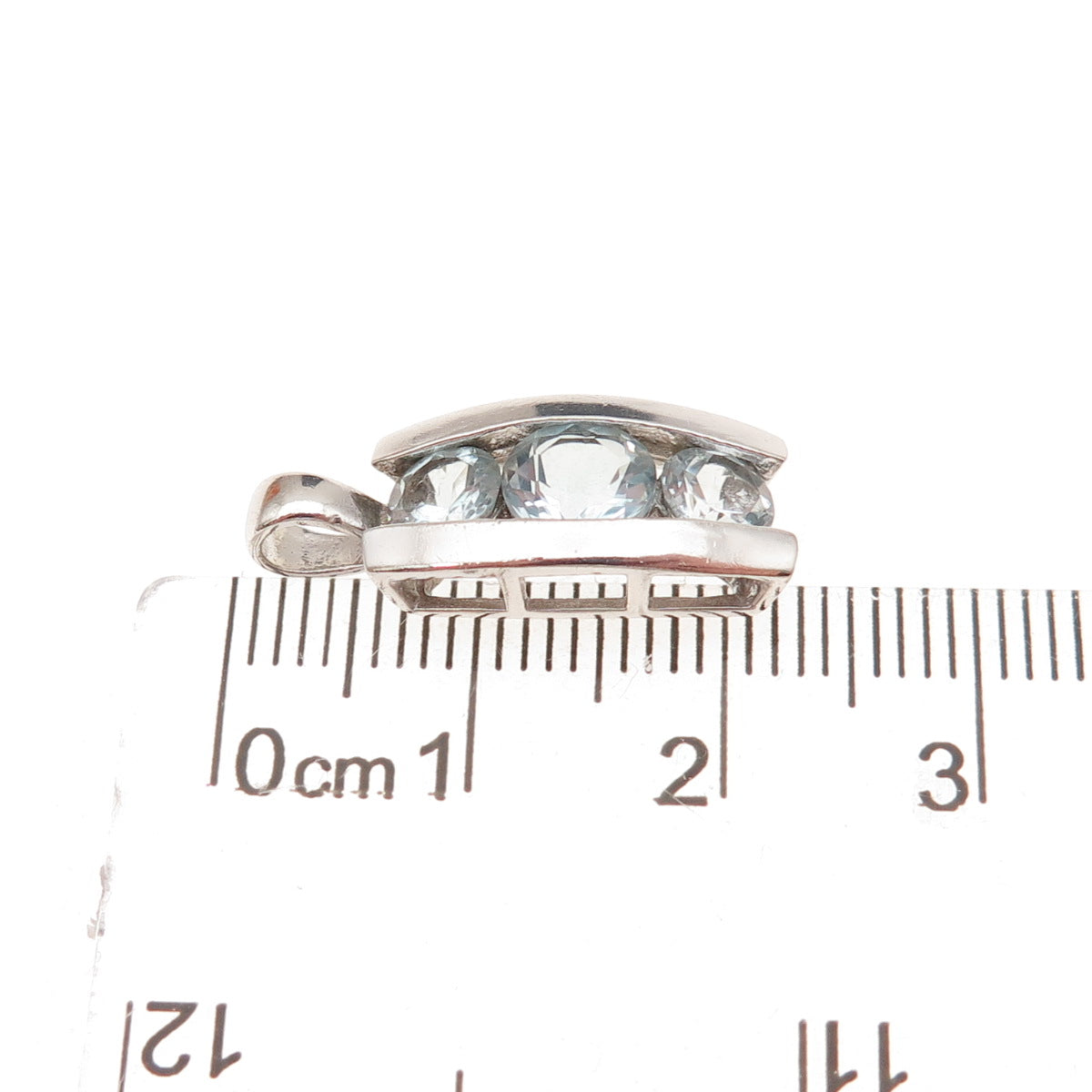 Ross Simons 925 Sterling Silver Vintage Real Blue Topaz Charm Pendant