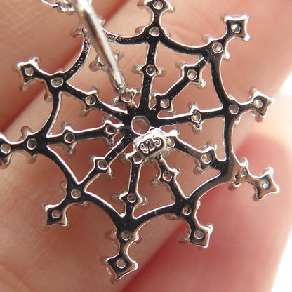 925 Sterling Silver Round-Cut C Z Snowflake Cable Chain Necklace 18"