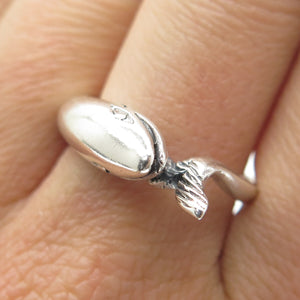925 Sterling Silver Vintage Whale Oxidized Ring Size 8