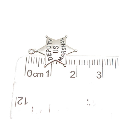 925 Sterling Silver Vintage 1980 Deputy US Marshal Star Mini Charm Pendant