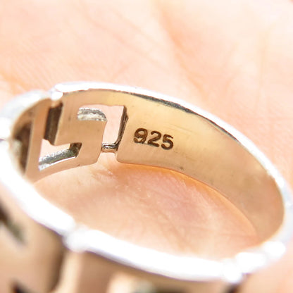925 Sterling Silver Vintage Greek Maze Ring Size 5.75