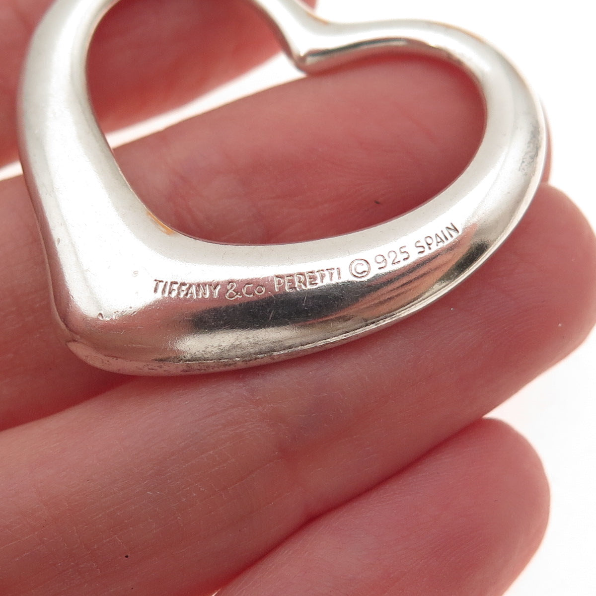 Tiffany & Co. Elsa Peretti Sterling Silver Vintage 30mm Open Heart Charm Pendant