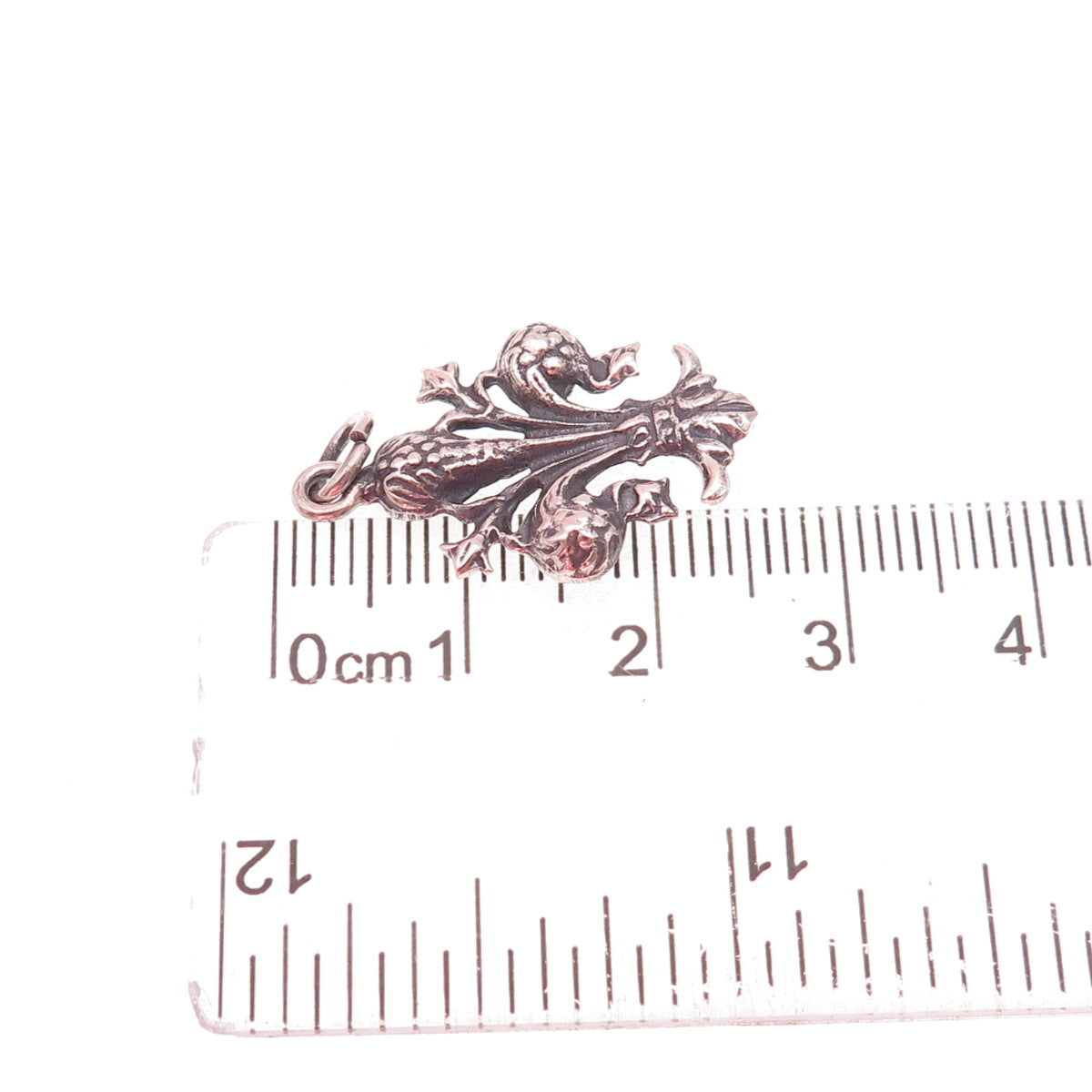 800 Silver Antique Art Deco Fleur de Lis Oxidized Charm Pendant
