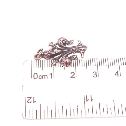800 Silver Antique Art Deco Fleur de Lis Oxidized Charm Pendant