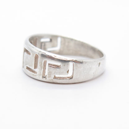 925 Sterling Silver Vintage Cutout Maze Band Ring Size 7.25