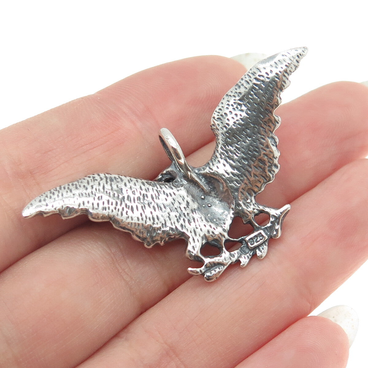 925 Sterling Silver Vintage American Eagle Oxidized Charm Pendant
