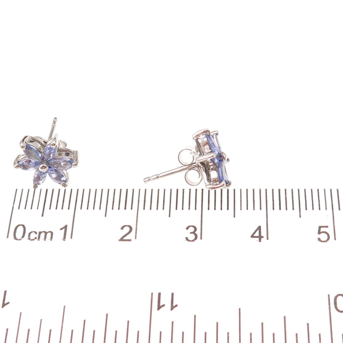 Chuck Clemency 925 Sterling Silver Real Marquise-Cut Tanzanite Stud Earrings