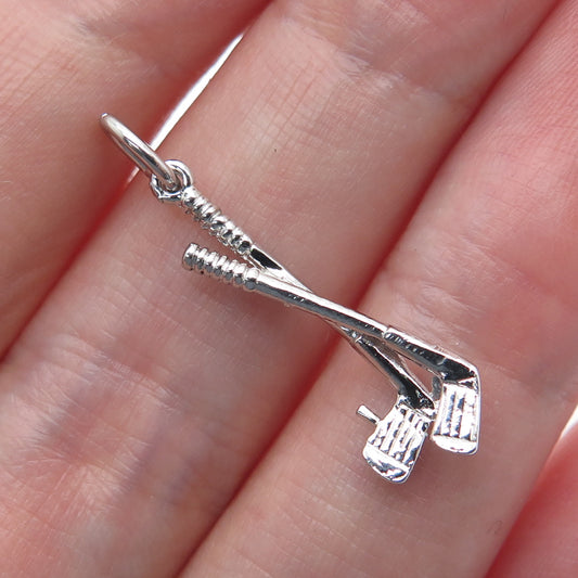 REMBRANDT 925 Sterling Silver Vintage Golf Club Minimalist Charm Pendant