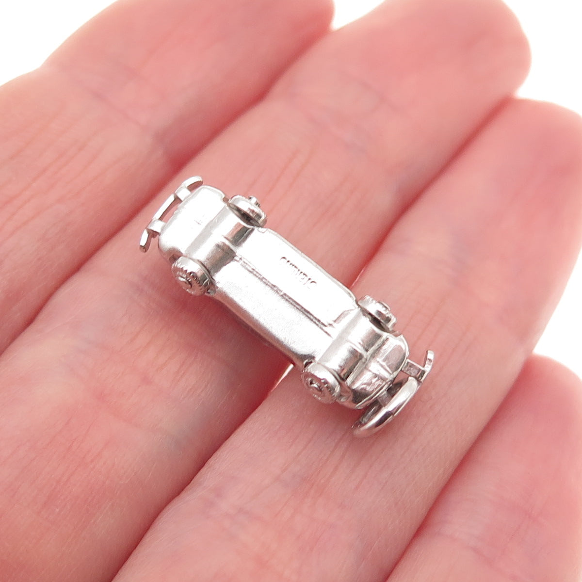 925 Sterling Silver Vintage Retro Car Movable 3D Charm Pendant