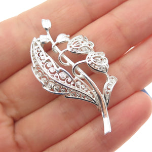 835 Silver Vintage Germany Bluebell Flower Filigree Pin Brooch