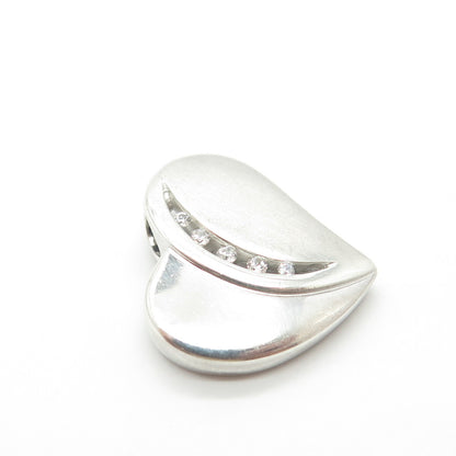 925 Sterling Silver C Z Heart Love Amulet Pendant