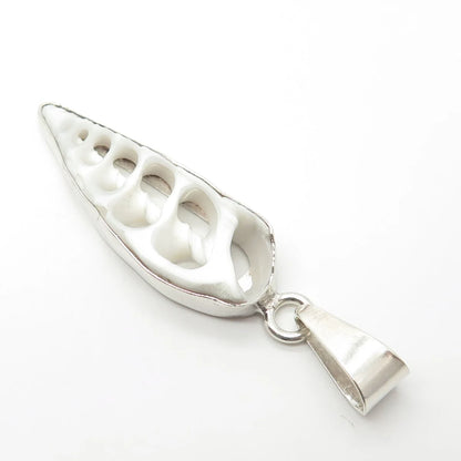 925 Sterling Silver Vintage White Ceramic Amulet Pendant