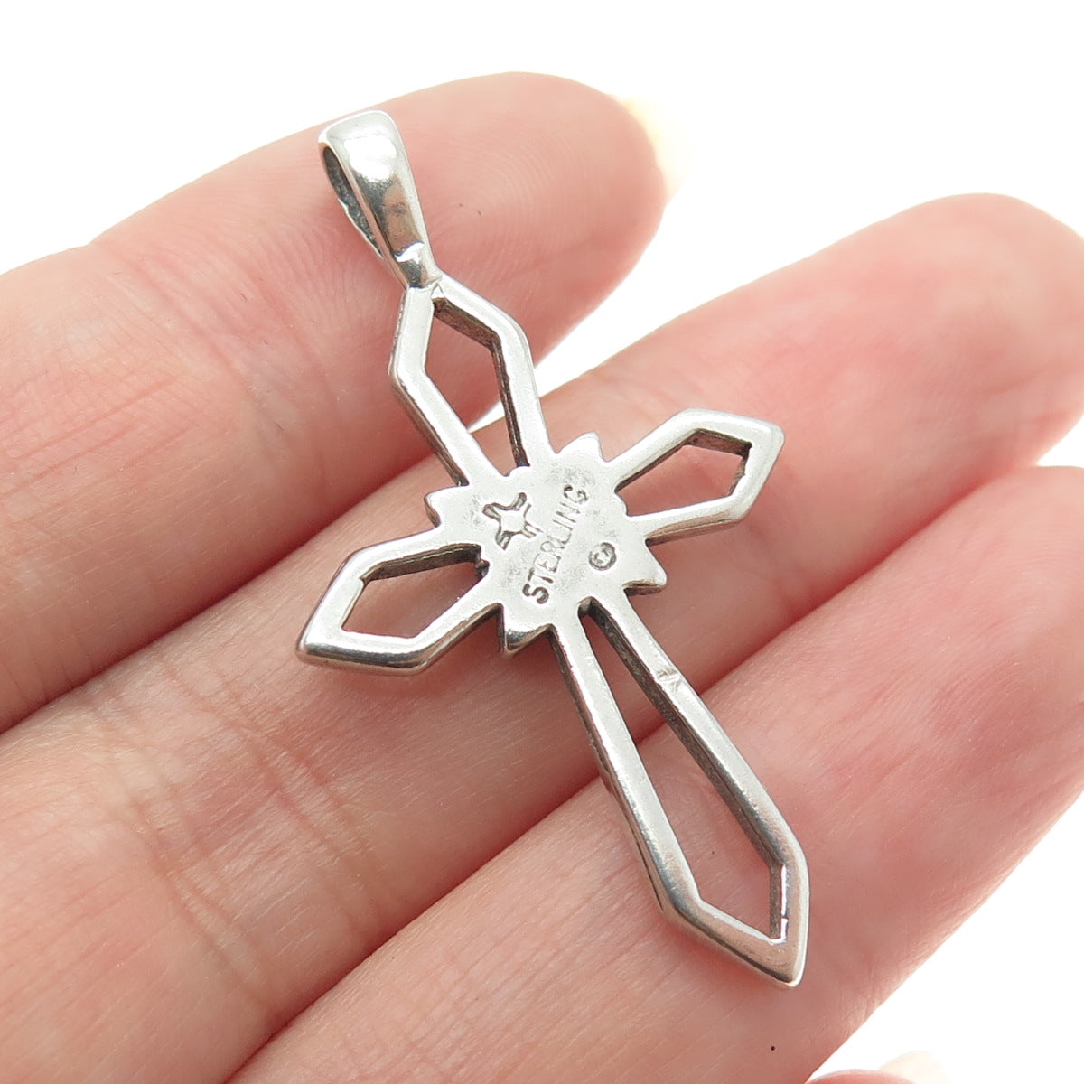 SUNWEST 925 Sterling Silver Vintage Cross Floral Pendant