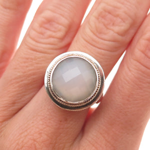 Anna Beck 925 Sterling Silver 2-Tone Vintage Real Moonstone Ring Size 6.75
