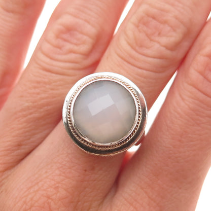 Anna Beck 925 Sterling Silver 2-Tone Vintage Real Moonstone Ring Size 6.75