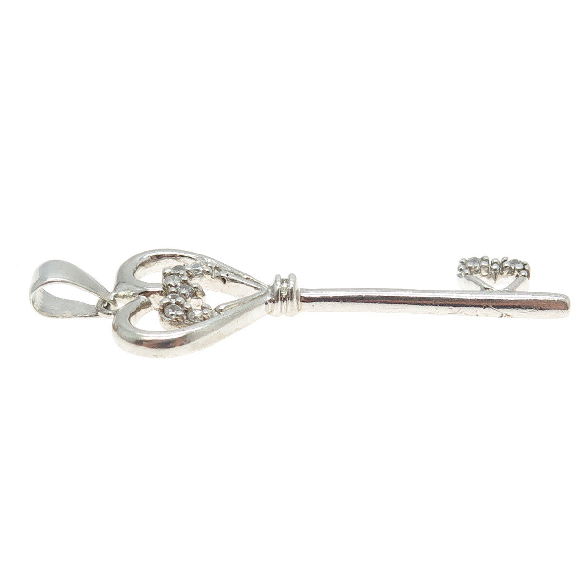 925 Sterling Silver C Z Key Pendant