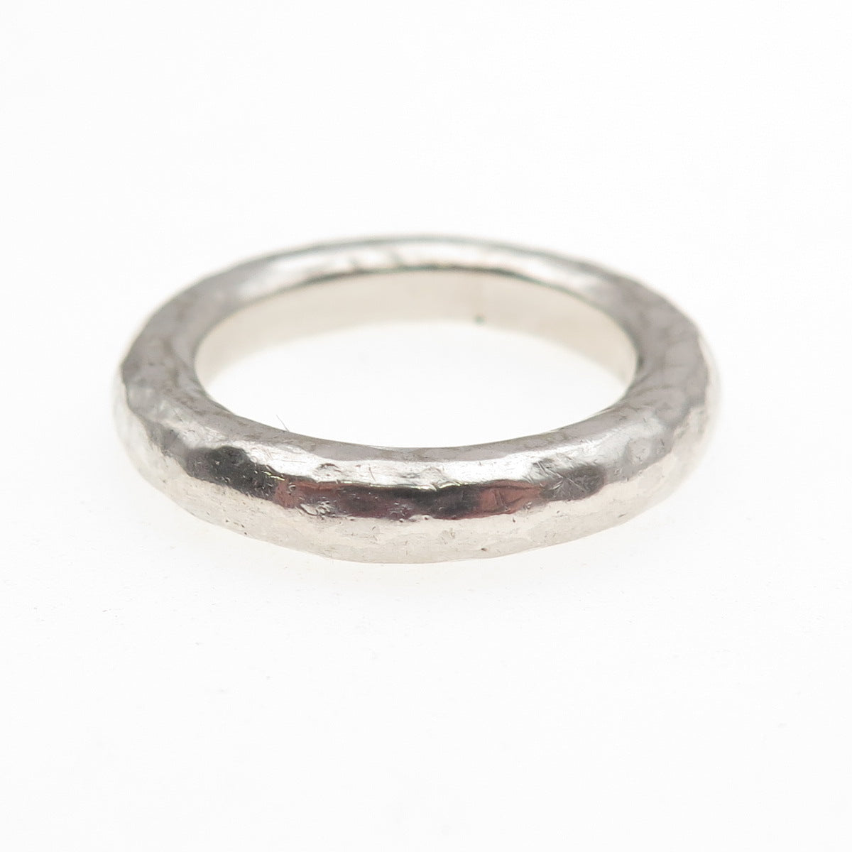 925 Sterling Silver Vintage Hammered Band Ring Size 7.25