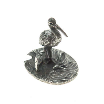 FRANCESCO CAPUTO 800 Silver Antique Italy Stork Bird Oxidized Miniature Figurine