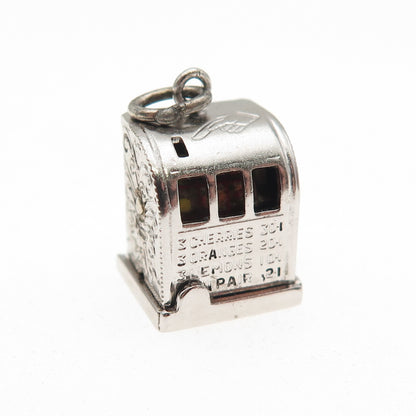 925 Sterling Silver Antique Art Deco Casino Slot Machine 3D Mini Charm Pendant