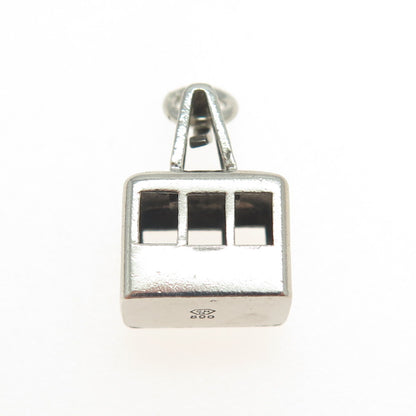 800 Silver Antique Art Deco Cable Car Minimalist Charm Pendant