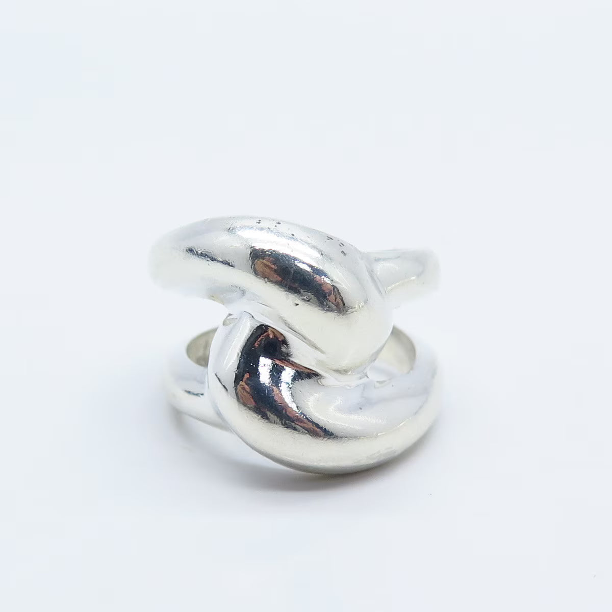 925 Sterling Silver Vintage Wide Crossover Ring Size 6