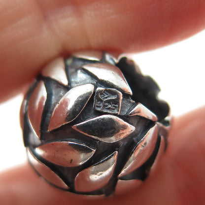 SILPADA 925 Sterling Silver Vintage Floral Petal Oxidized Large Bead Slide Charm