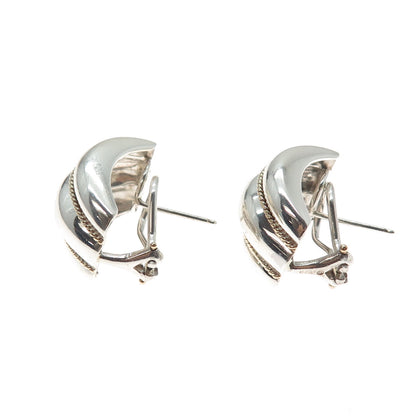 Margaret Bowman 14K Gold Sterling Silver Vintage Modernist Omega Back Earrings