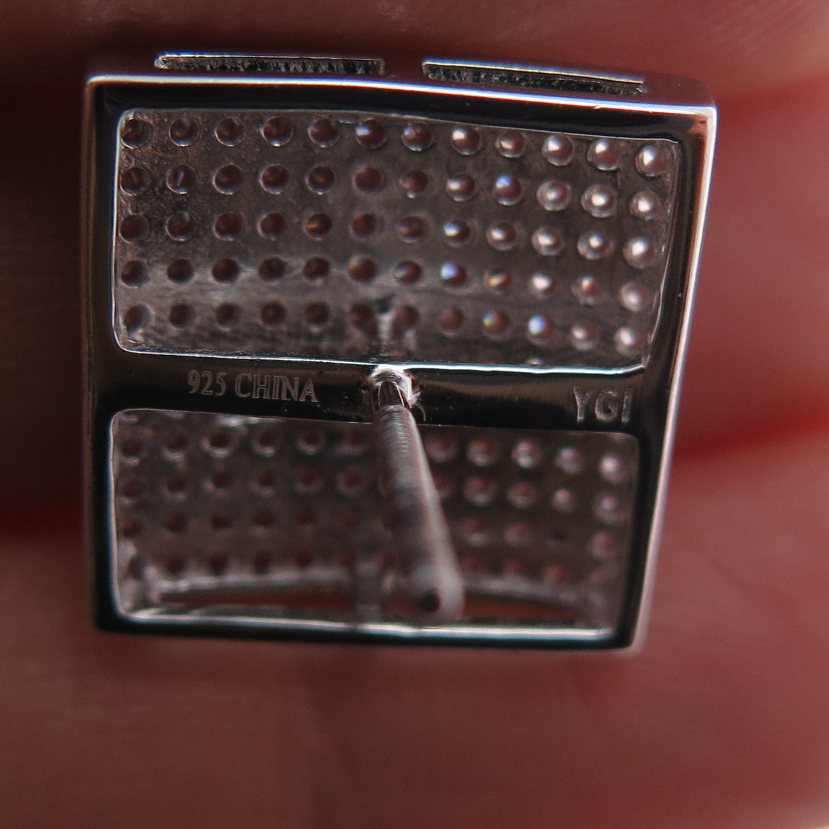 925 Sterling Silver Round-Cut C Z 15mm Square Stud Earrings