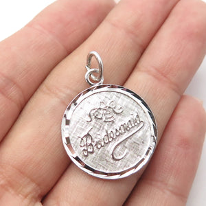 925 Sterling Silver Antique Art Deco Lamode Bridesmaid Round Pendant