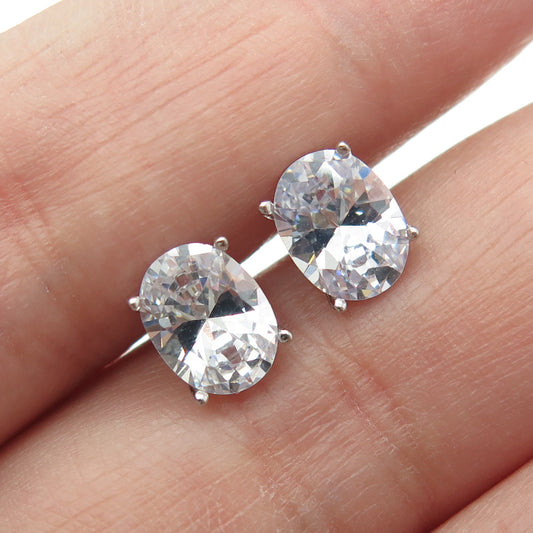 DBJ DEE BERKLEY 925 Sterling Silver Oval-Cut C Z Stud Earrings