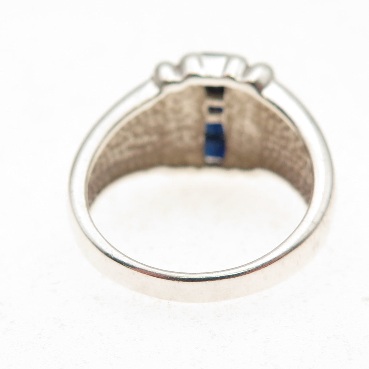 JBNI Bijoux D'Amour Sterling Silver Vintage Real Sapphire Modernist Ring Size 8