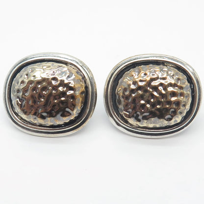 925 Sterling Silver Vintage Italy Hammered Finish Earrings