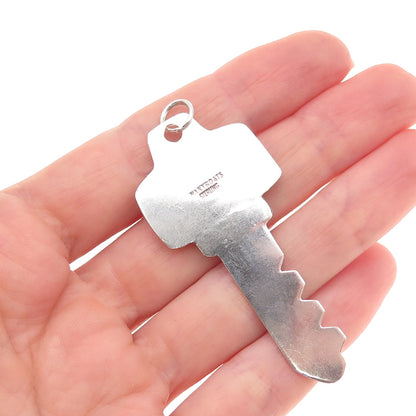 Benson Manygoats Navajo Old Pawn Sterling Vintage Key Pendant (missing stone)