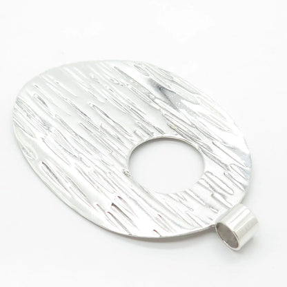 925 Sterling Silver Vintage Textured Cutout Oval Pendant