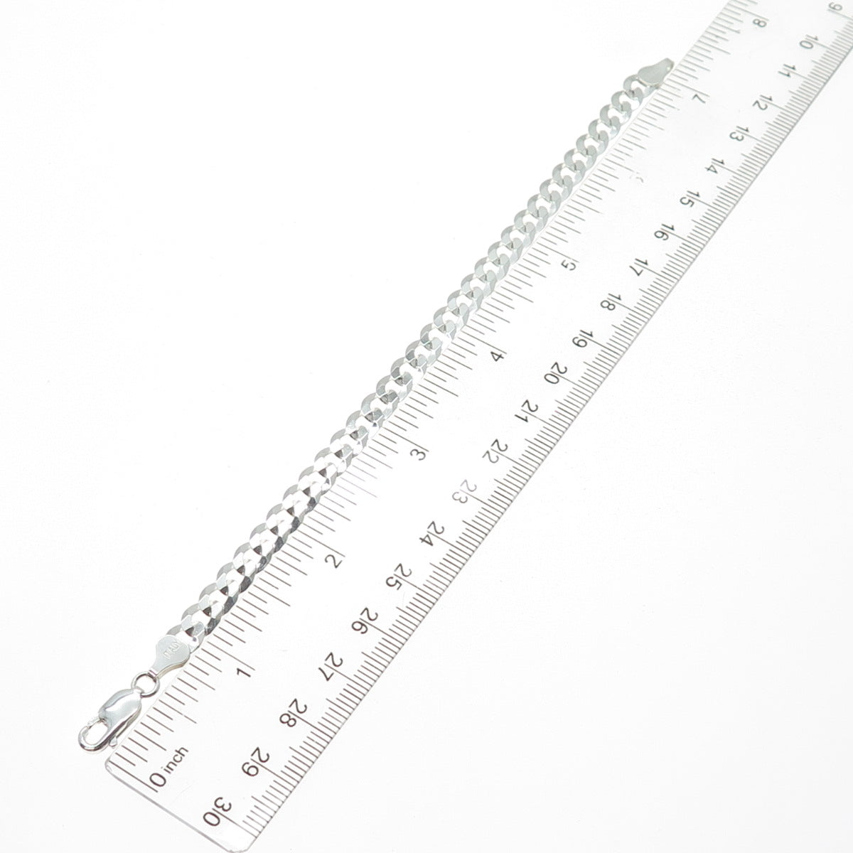 925 Sterling Silver Vintage Italy Curb Link Bracelet 7"