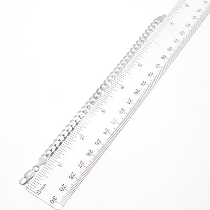 925 Sterling Silver Vintage Italy Curb Link Bracelet 7"
