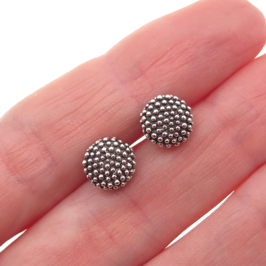 925 Sterling Silver Vintage Granulated Ball Oxidized Stud Earrings
