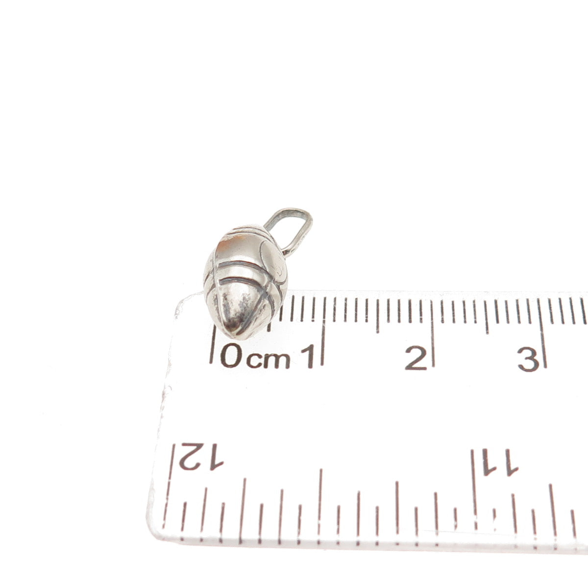 925 Sterling Silver Vintage Italy Football Ball Oxidized 3D Mini Charm Pendant