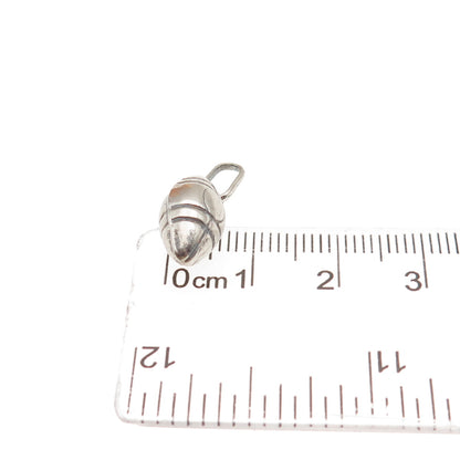925 Sterling Silver Vintage Italy Football Ball Oxidized 3D Mini Charm Pendant