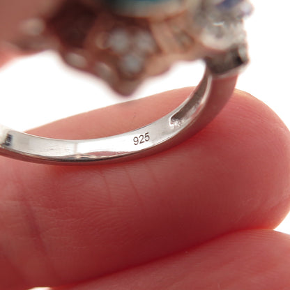 Chuck Clemency 925 Sterling 2-Tone Diamond Turquoise Tanzanite Topaz Ring Size 8