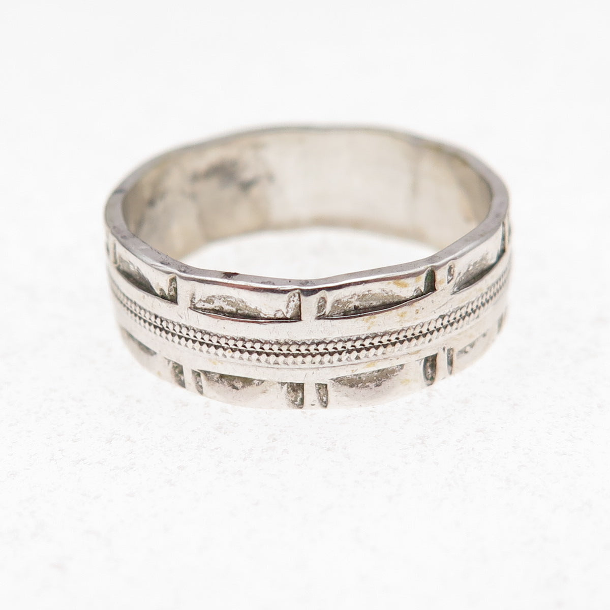 J.D. Schlang Co. 925 Sterling Silver Antique Art Deco Oxidized Band Ring Size 6