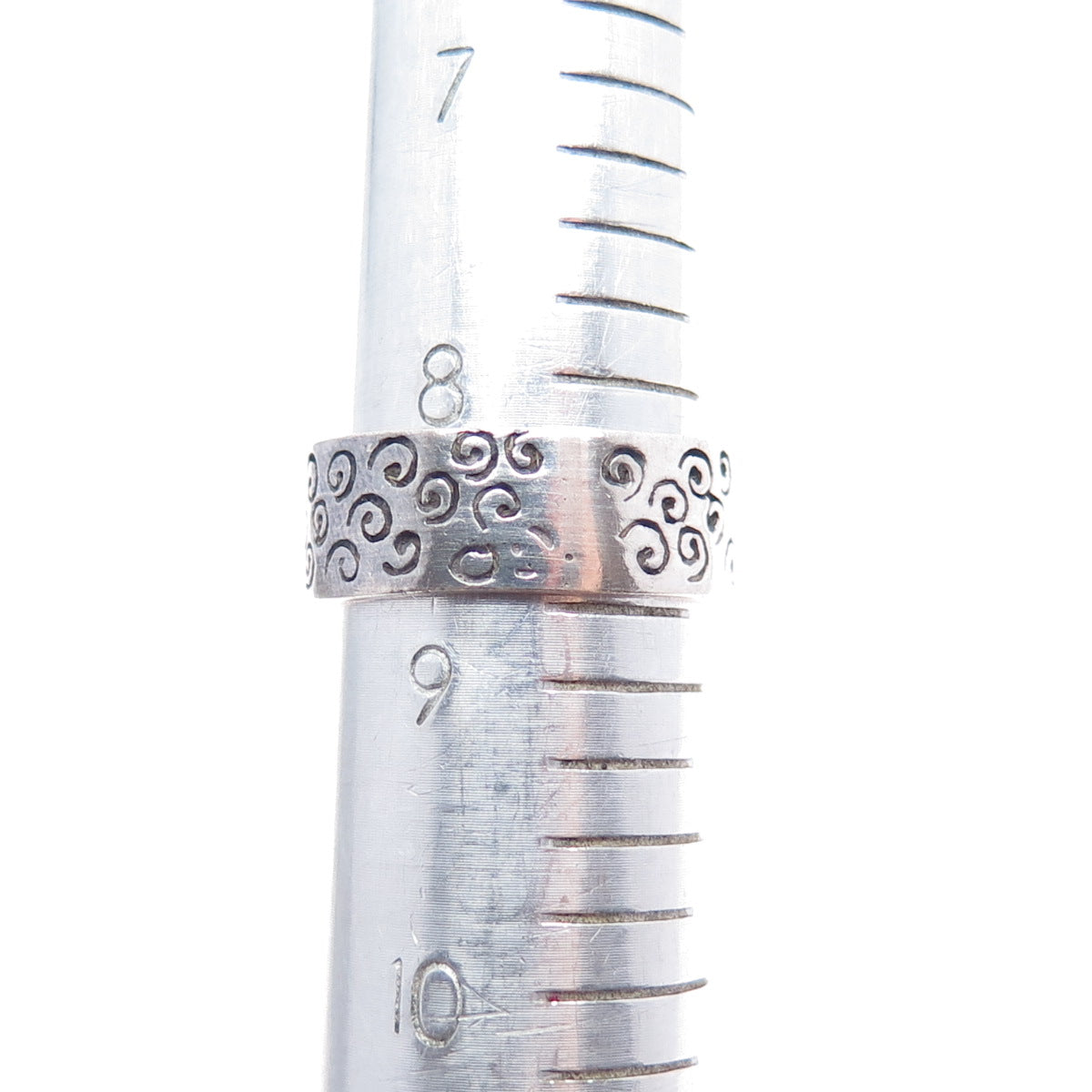 925 Sterling Silver Vintage Modernist Spiral Band Oxidized Ring Size 8.75
