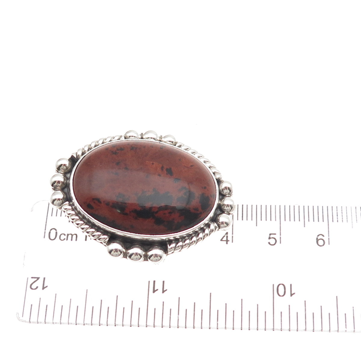 925 Sterling Silver Vintage CII Mexico Real Jasper Beaded Pin Brooch / Pendant