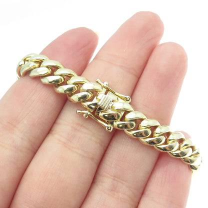 925 Sterling Silver Gold Plated Cuban Link Bracelet 7"