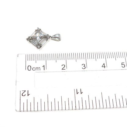 925 Sterling Silver Princess Baguette & Round-Cut C Z Minimalist Charm Pendant